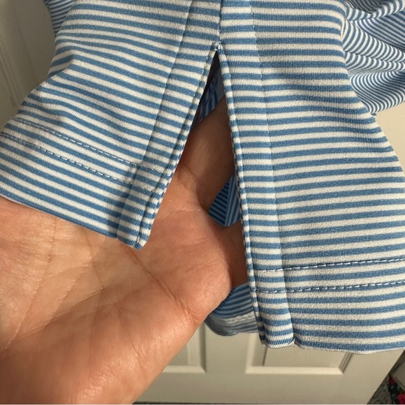 Stitch men's golf polo, XL, blue/white stripe , small logo on front - Picture 7 of 11